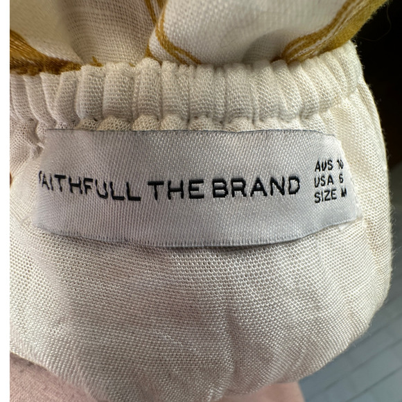 NEW! Revolve x Faithful The Brand 6 Francesca Midi Dress 100% LINEN Mustard - Picture 7 of 8